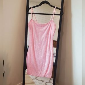 Stretchy pink sequin dress